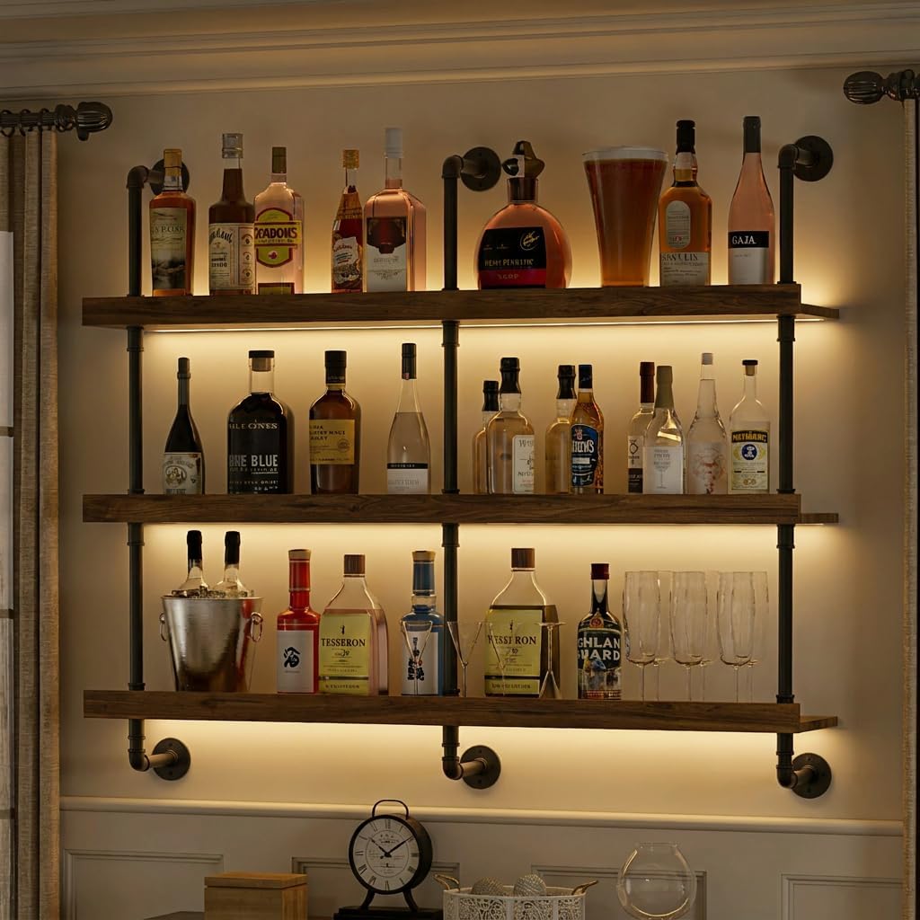 Commercial Kitchen Shed - Wall Mounted Wine Rack With LED