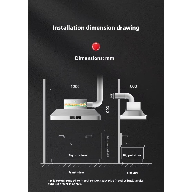 Commercial Kitchen Hoods - Central Kitchen Stainless Steel Commercial Range